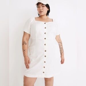 Madewell Plus Linen Cotton Puff-Sleeve Mini Dress NG020 20W